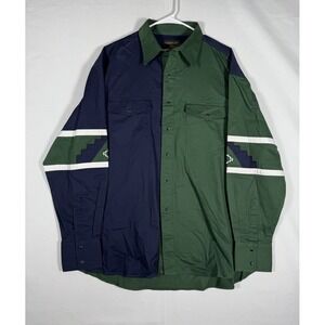 NWT Vintage Rustler Wrangler Pearl Snap Shirt Men XL Green Black L/S Color Block